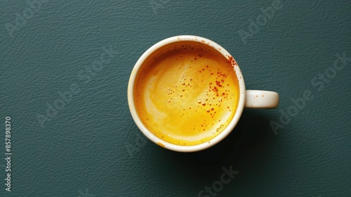  A white coffee cup on a black background with red accents at the top, in a minimalistic style, aesthetic, in a photo studio,