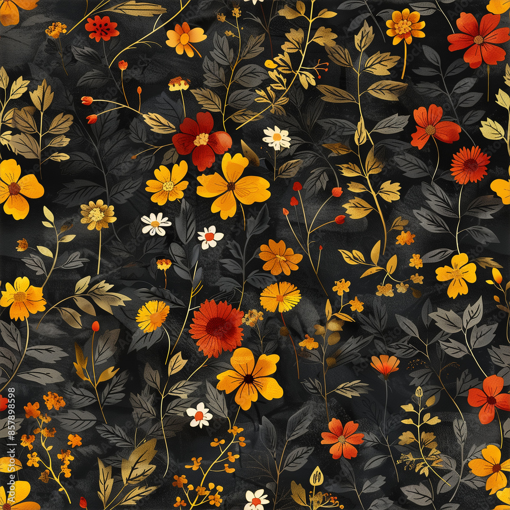 Scattering orange floral pattern Scattering orange floral pattern