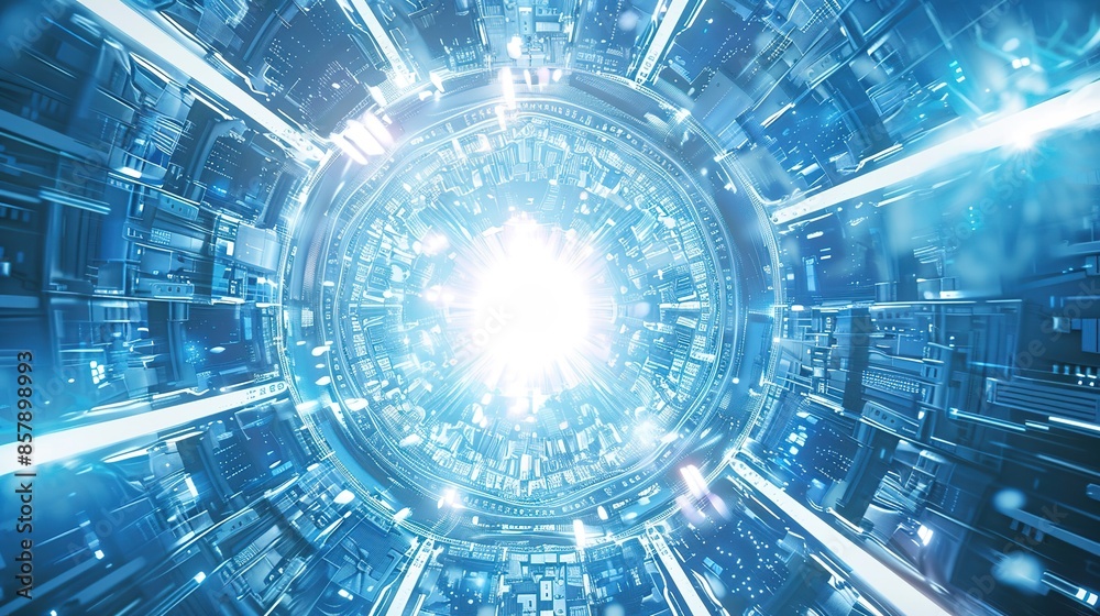 High-End Blue Technology Background with White Center and Light Blue Gradient, Evoking High Quality and High Detail High-End Blue Technology Background with White Center and Light Blue Gradient, Evoking High Quality and High Detail