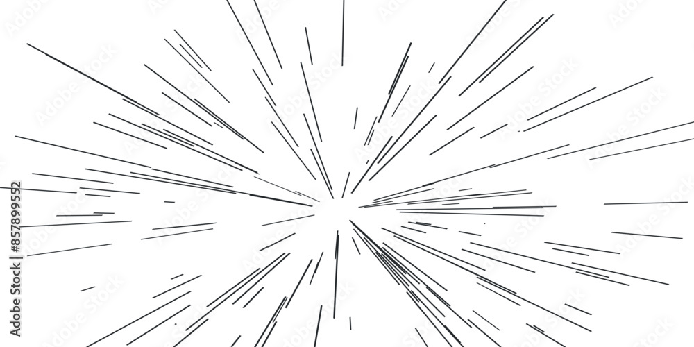 Obraz premium Radiating from the centre of thin beams, lines. Abstract explosion, speed motion lines from the middle, radiating sharp. Dynamic style, sun burst, star burst sunshine Vector