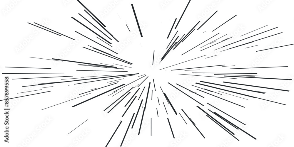 Obraz premium Radiating from the centre of thin beams, lines. Abstract explosion, speed motion lines from the middle, radiating sharp. Dynamic style, sun burst, star burst sunshine Vector