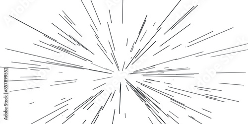 Radiating from the centre of thin beams, lines. Abstract explosion, speed motion lines from the middle, radiating sharp. Dynamic style, sun burst, star burst sunshine Vector