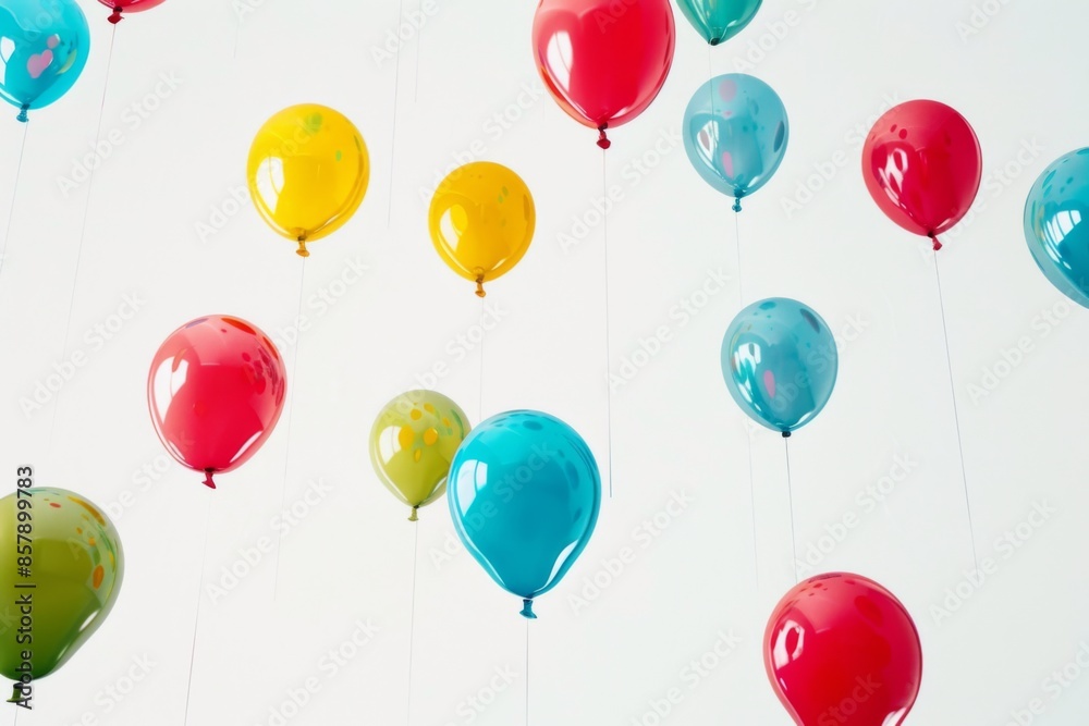 Naklejka premium Colorful balloons floating gracefully in the sky