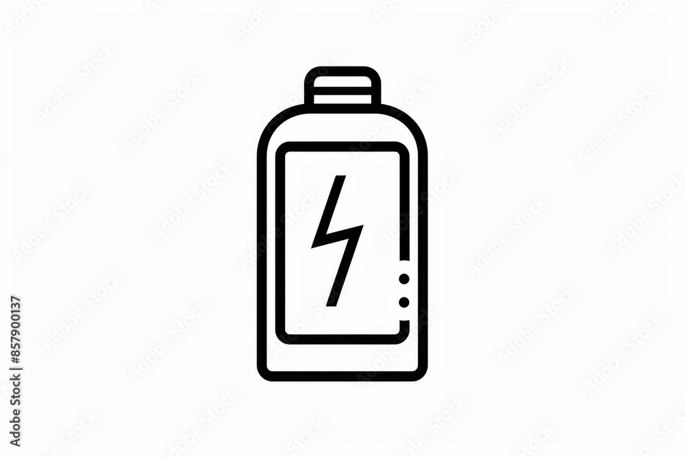 Iconic representation of a low battery symbol in outline style Iconic representation of a low battery symbol in outline style