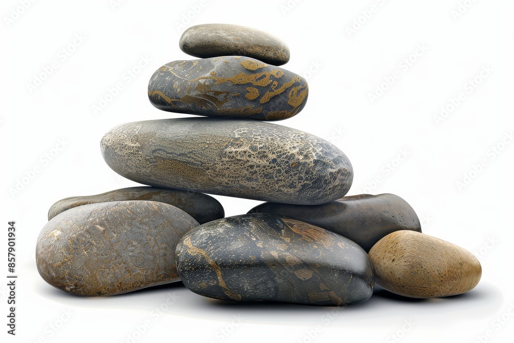 Pebbles. Several pebbles on a white background. Pebbles. Several pebbles on a white background.