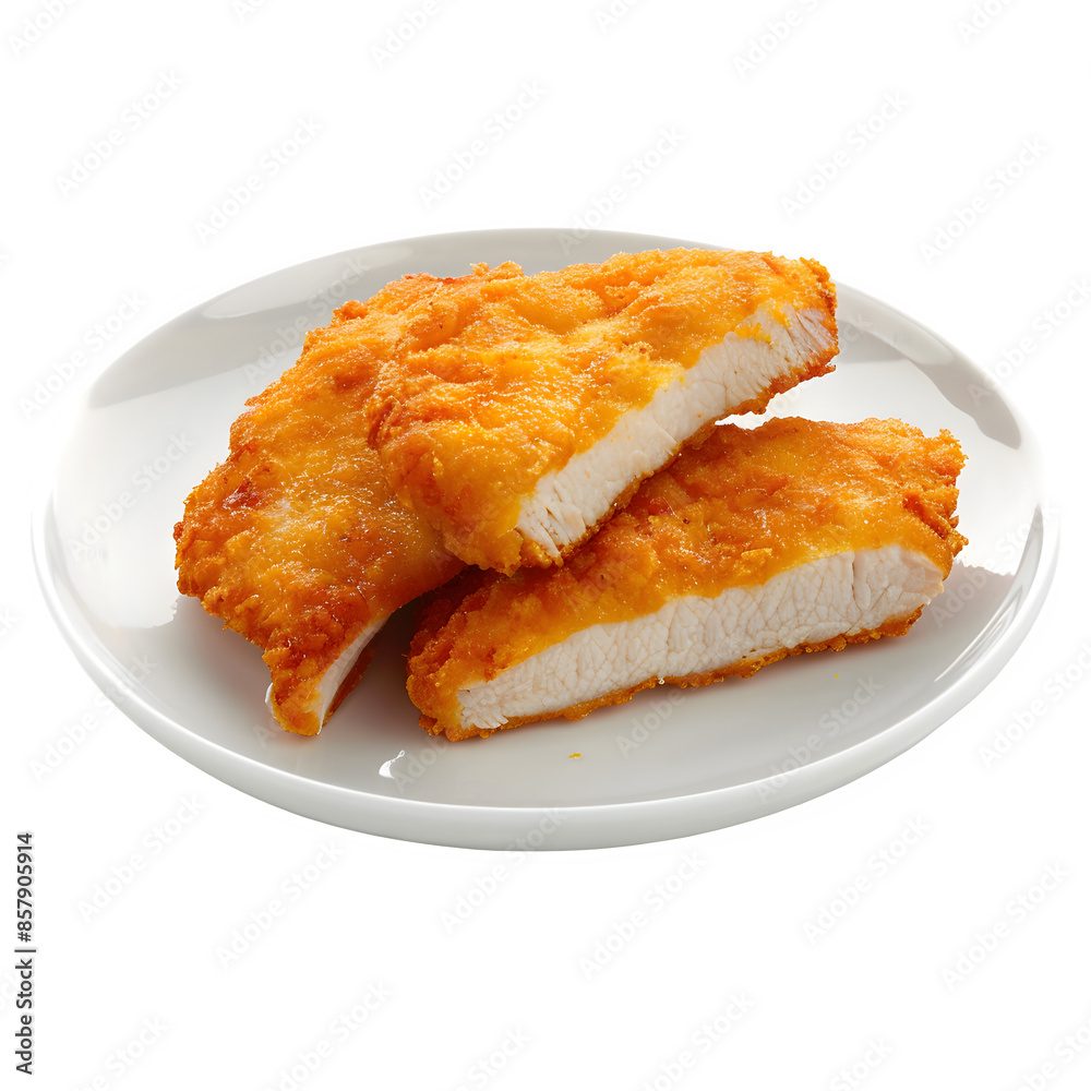 Crispy breaded chicken cutlet on transparent background Crispy breaded chicken cutlet on transparent background