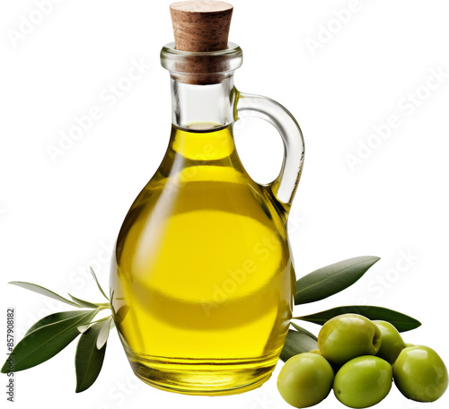 glass bottle of olive oil isolated on white or transparent background,transparency 