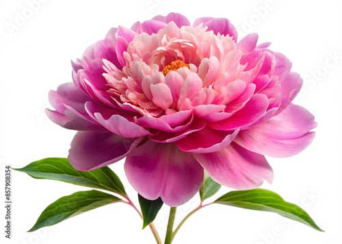 A Beautiful Pink Peony Isolated On A White Background.