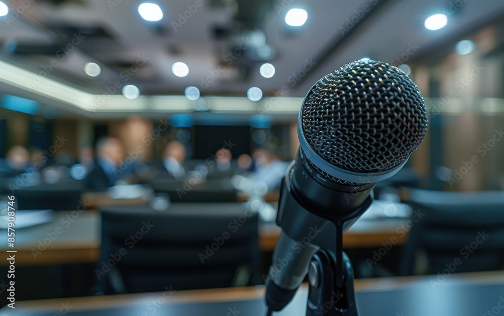 A Close Up Of A Microphone In A Conference Room A Close Up Of A Microphone In A Conference Room