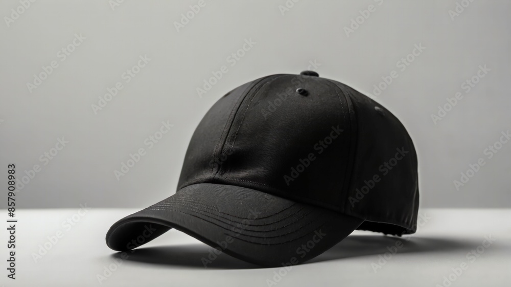 Black baseball cap mockup on a grey background Black baseball cap mockup on a grey background