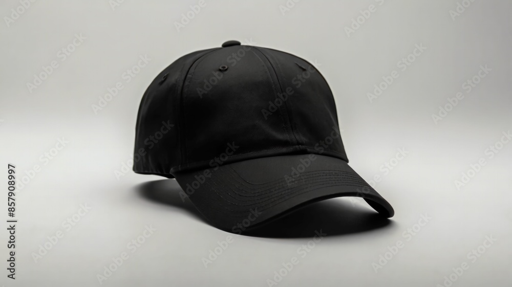 Black baseball cap mockup on a grey background Black baseball cap mockup on a grey background