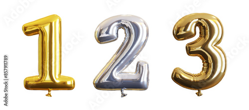 inflated anniversary balloons numbers one two three