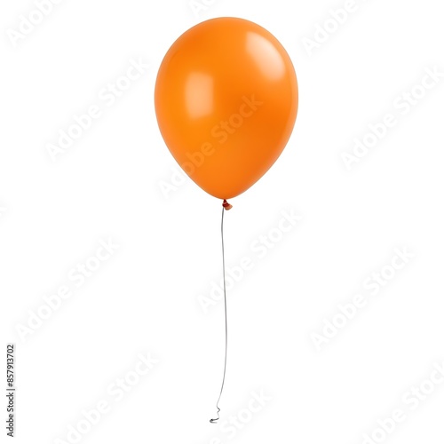 An isolated orange balloon on a white background with copy space