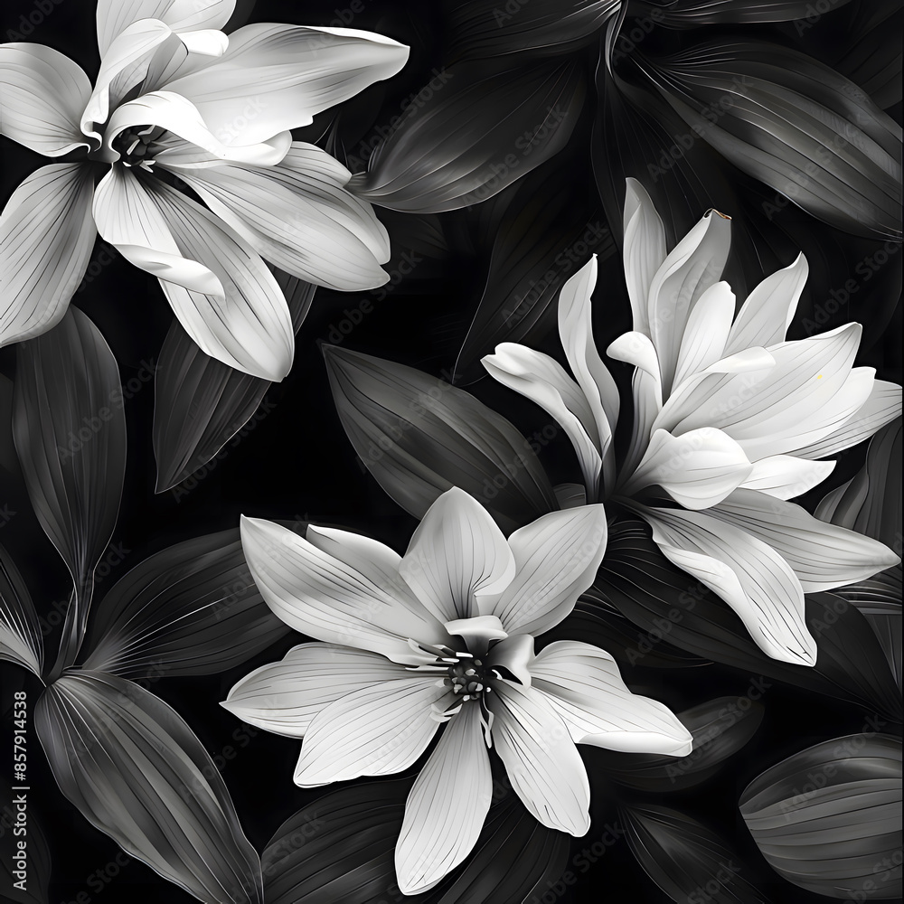 Fototapeta premium black and white flowers. Generative AI