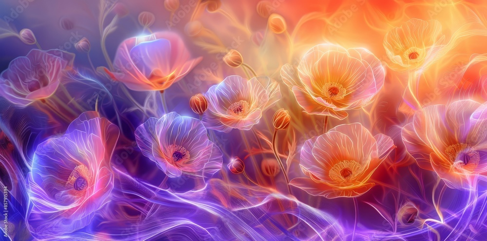 colorful abstract illustration of poppies used as background colorful abstract illustration of poppies used as background
