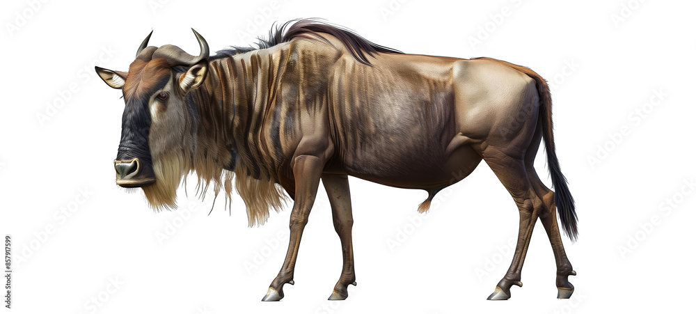 Fototapeta premium Wildebeest on transparent background