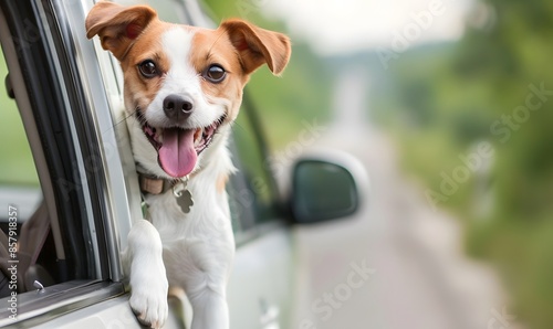 Dog travel by car, Generative AI © simba kim