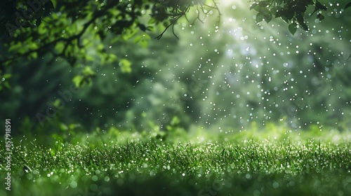 rain falling on grass