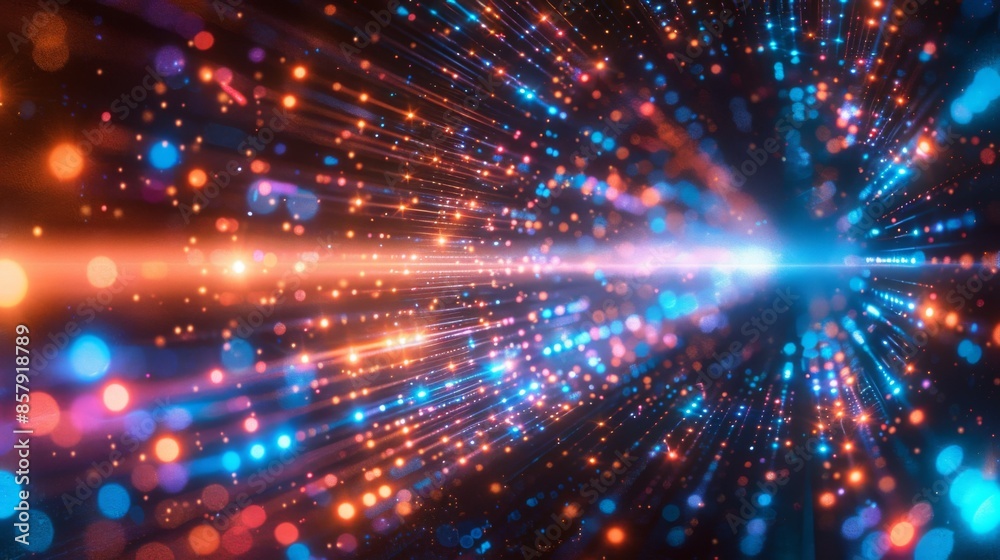 Fototapeta premium Abstract Futuristic Light Streaks in Motion - Vibrant Neon Colors on Dark Background