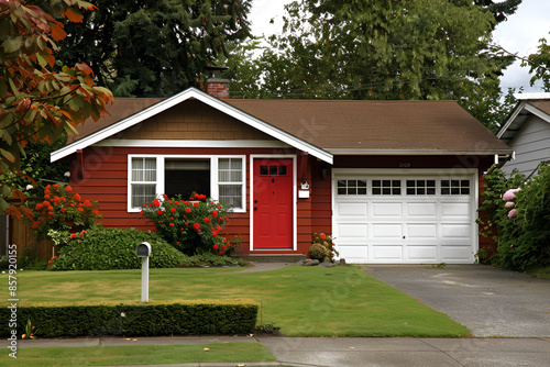 Modest residential house with big front yard and a car parked ,Old modest residential house with monkey tree on the front yard lawn Family house  , Nice and comfortable neighborhood

