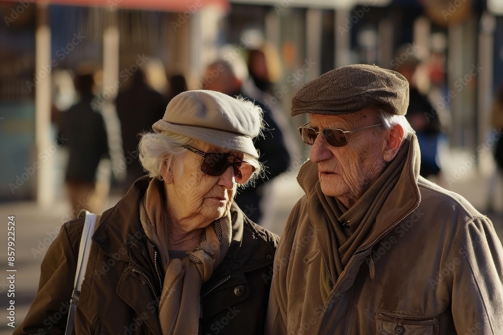 Portrait of an elderly couple on the streets of Barcelona, Spain Portrait of an elderly couple on the streets of Barcelona, Spain