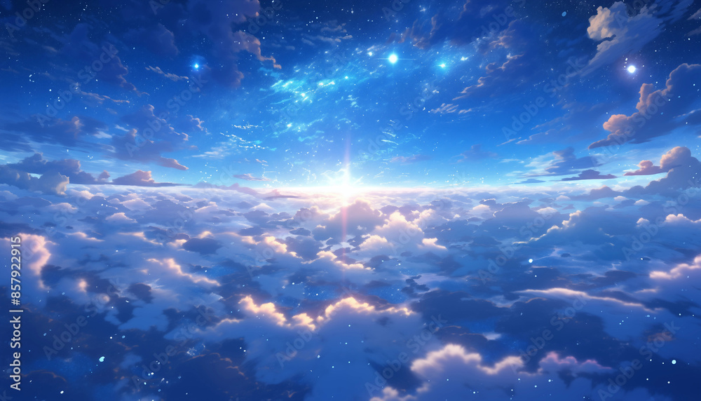 Beautiful cartoon illustration of starry sky