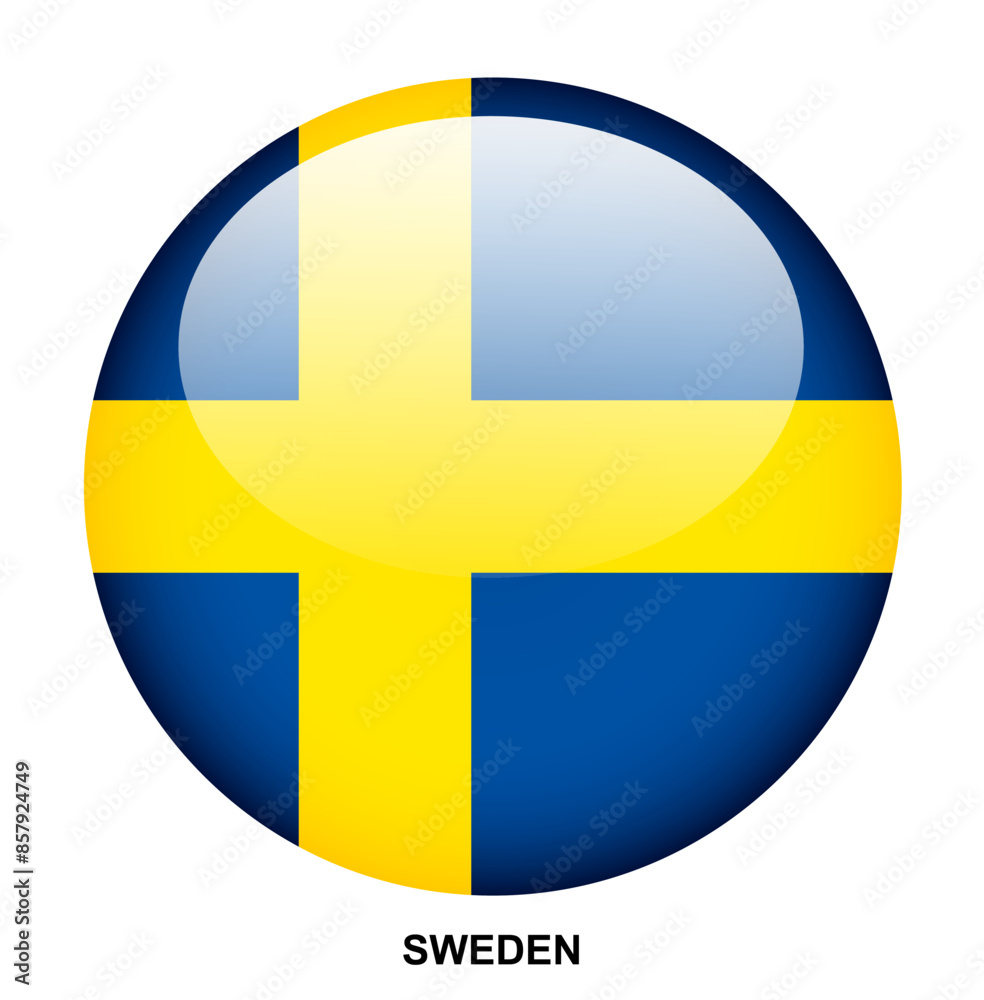 SWEDEN flag button on white background SWEDEN flag button on white background