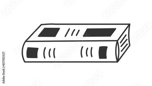 Closed Thick Book Doodle Icon. Hand drawn encyclopedia sign. Textbook with hard cover. Literature Library Knowledge symbol. Outline isolated vector illustration.