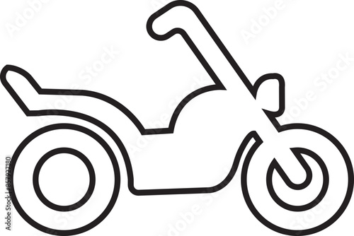 Motorcycle and bicycle outline icon with editable stock. Motocross and delivery retro modern vehicle side view on transparent background. Transport symbol. Bike silhouette design for app and website.