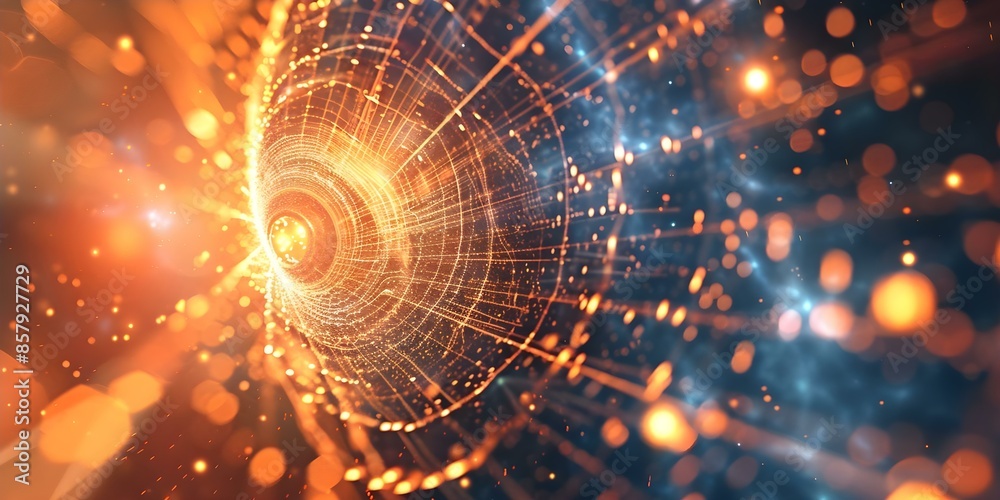 Obraz premium Delve into abstract electromagnetic fields and quantum waves through captivating visual representation. Concept Quantum Waves, Abstract Electromagnetic Fields, Visual Representation, Captivating Art