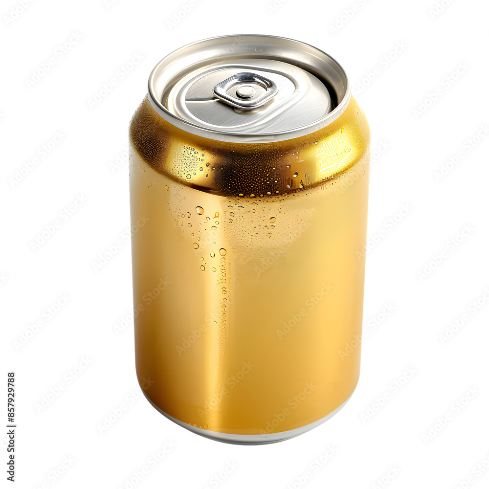 Cold Golden Aluminum Beverage Can With Condensation. Cold Golden Aluminum Beverage Can With Condensation.