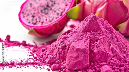 Wallpaper Mural Vibrant Dragon Fruit Powder and Fresh Slices. Generative ai Torontodigital.ca