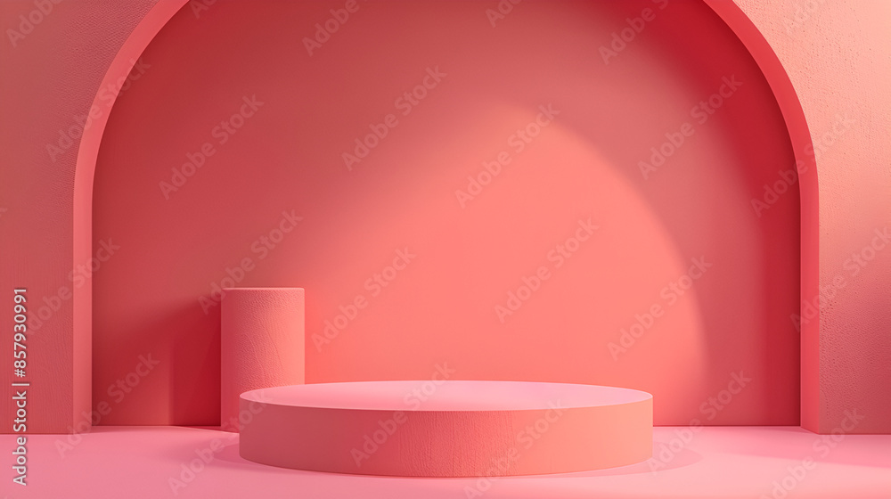 Pink 3D Illustration of a pedestal,Abstract minimal scene with geometrical forms. Pink podium for your design,Trendy pink color stage. Abstract background, scene with podium geometry shape
Pink 3D Illustration of a pedestal,Abstract minimal scene with geometrical forms. Pink podium for your design,Trendy pink color stage. Abstract background, scene with podium geometry shape
