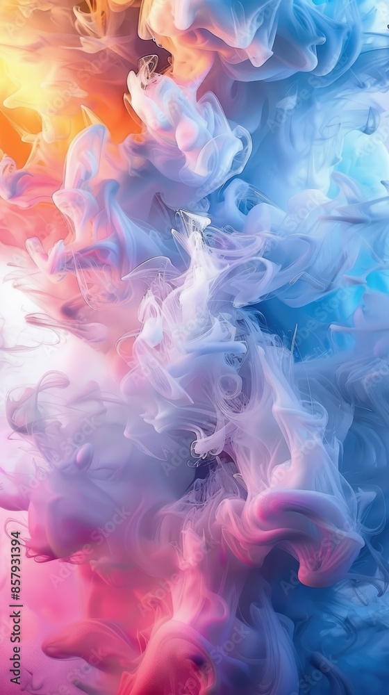 Obraz premium beautiful magic background, cumulus clouds in pastel colors, pink and blue, sun rays