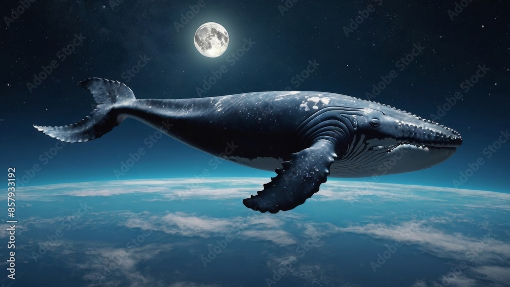 Fototapeta premium Humpback Whale Swimming in Space