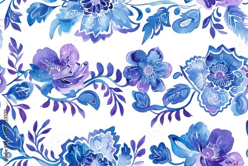 Vintage floral seamless pattern border with intricate embroidery design, perfect for textiles, wallpapers, and decorations