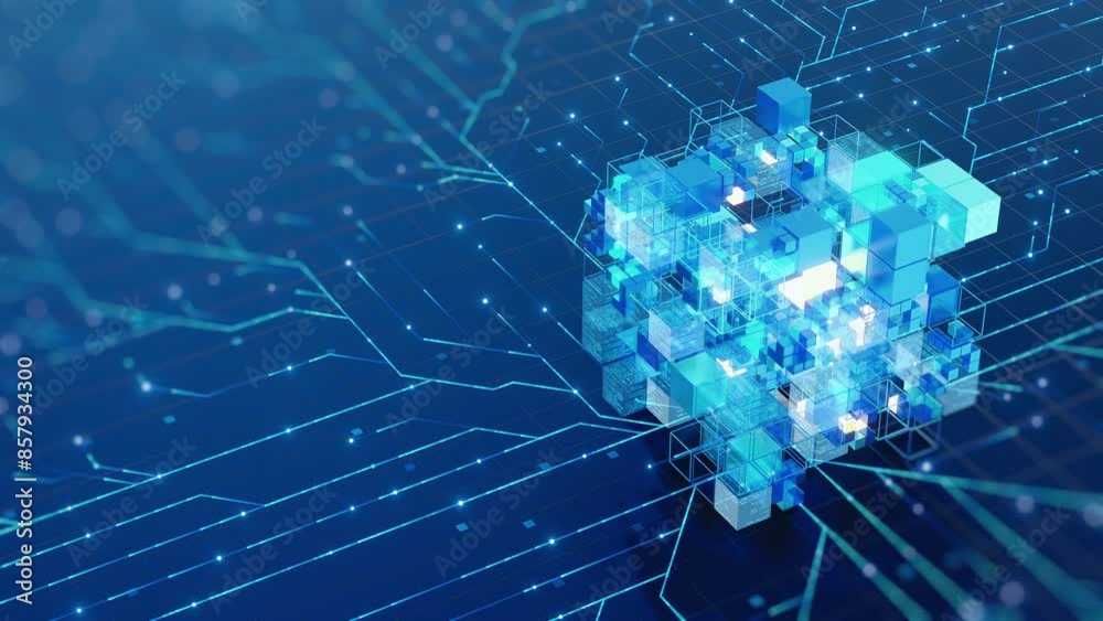 A complex visualization of a big data network with interconnected ...