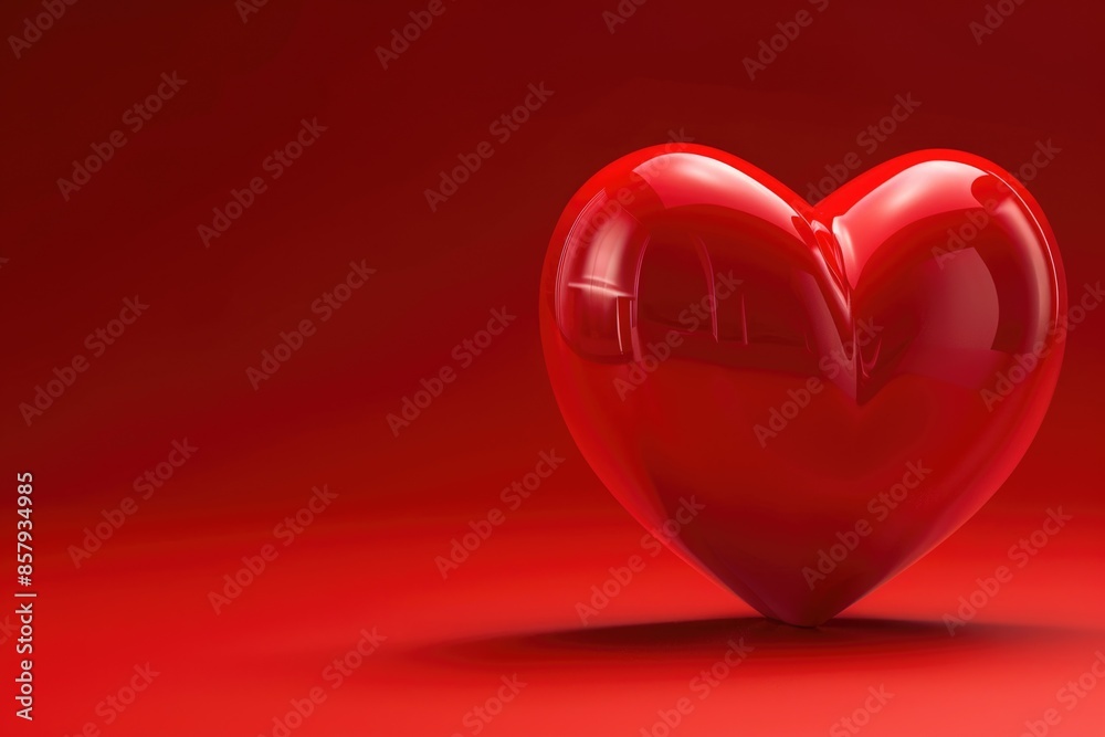 A bright red heart-shaped object sits on a deep red background, making it stand out A bright red heart-shaped object sits on a deep red background, making it stand out
