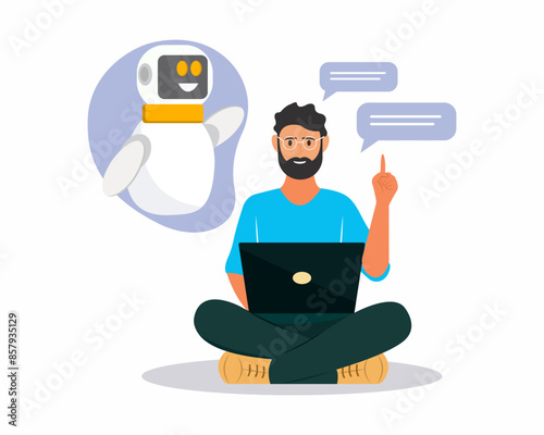 Artificial intelligence chatbot men doing business work with the help of chat gpt chat bot AI technology smart robot