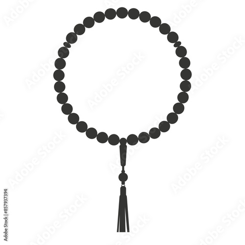Islamic rosary beads. Prayer jewelry for meditation. Muslim religious symbol. Vector illustration isolated on white background.