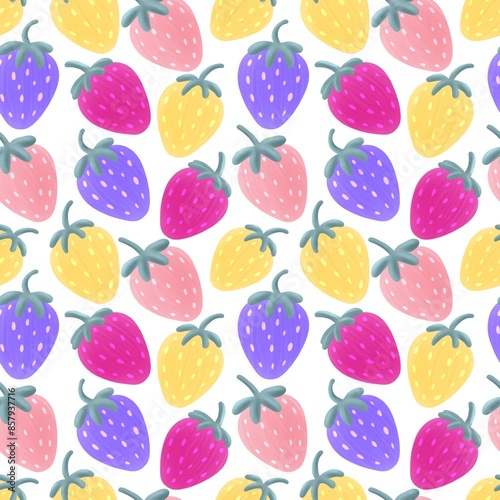 Seamless pattern fruits kitchen happy