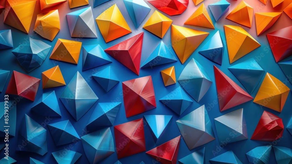 Abstract Geometric Shapes on a Blue Background