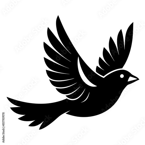 Canary Flying Silhouette isolated on white