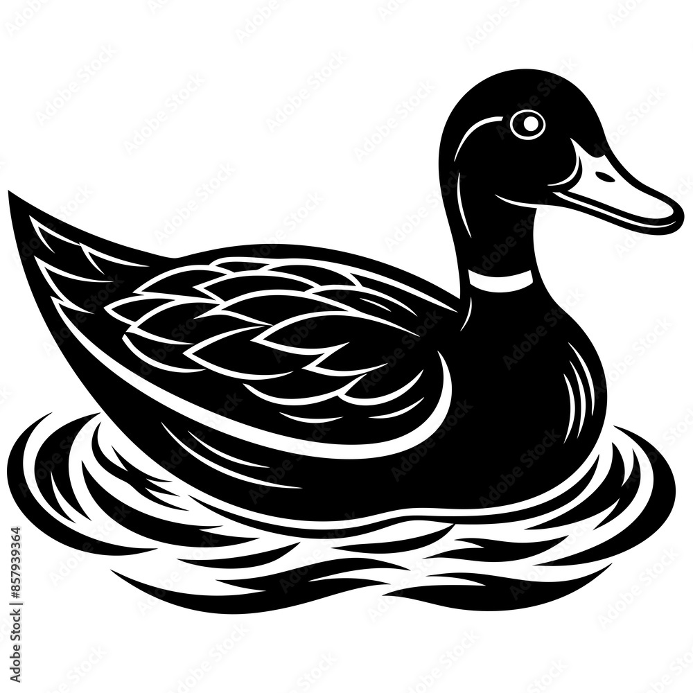 Tranquil Duck Swimming Images and Vector isolated on white Tranquil Duck Swimming Images and Vector isolated on white