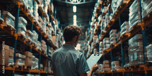 Warehouse employee using a tablet to locate goods © syhin_stas