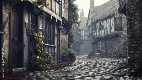 Fototapeta Naklejka Na Ścianę i Meble -  Old buildings and architecture on a small cobblestone street