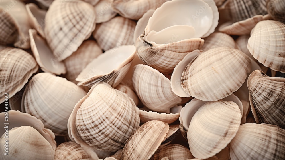 Close-Up of Scattered Seashells in Warm Tones