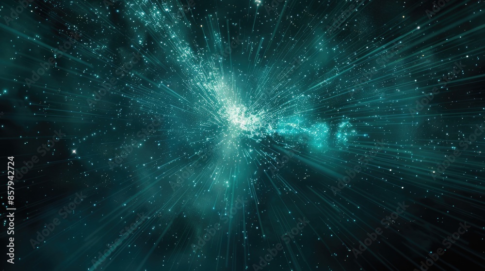 Fototapeta premium A dark blue and green space filled with many stars, ideal for astronomy or space-themed designs