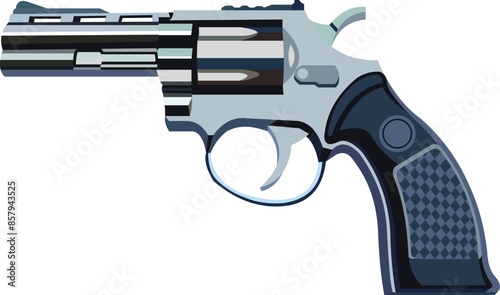vector image. shiny dark blue revolver firearm