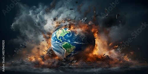 A World in Turmoil Drastic Changes and Impending Disaster. Concept Global Crisis, Drastic Changes, Impending Disaster, Uncertain Future photo